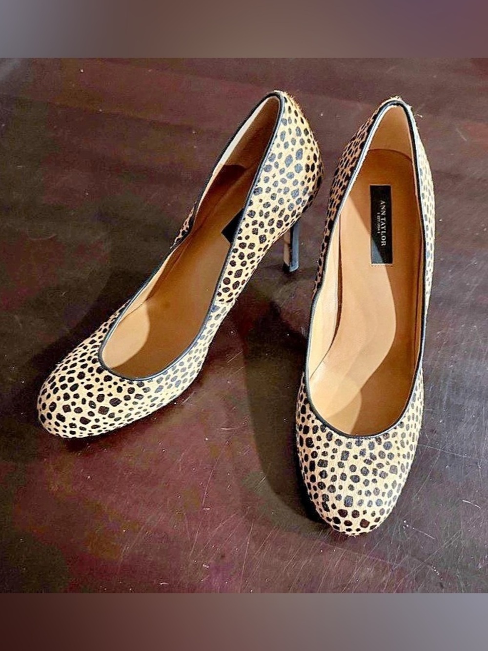 Ann Taylor Leopard Print Pumps Brown & Black US 7.5 M